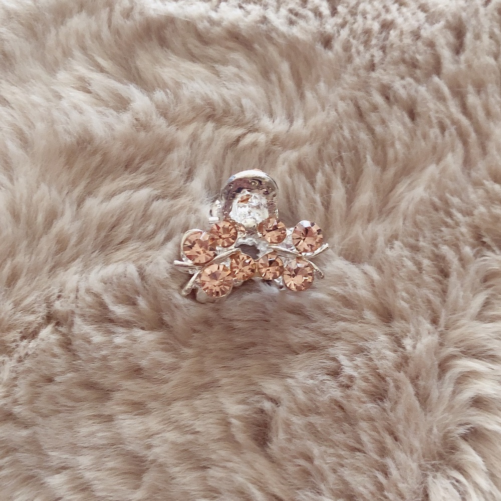 Orange Butterflies Rhinestones Mini Adorable Cute Hair Clip